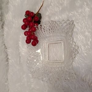 Vintage Elegant Clear Ruffled Glass Square Dish